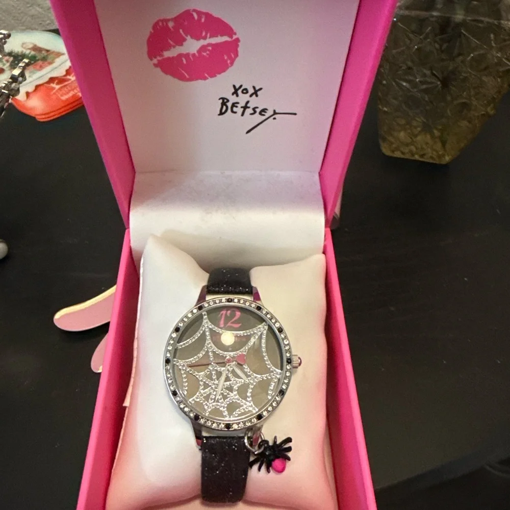 Betsey Johnson Pink and Silver Crystal Watch - Picture 2 of 3